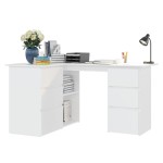 vidaXL Birou de colț, alb, 145x100x76 cm, lemn prelucrat