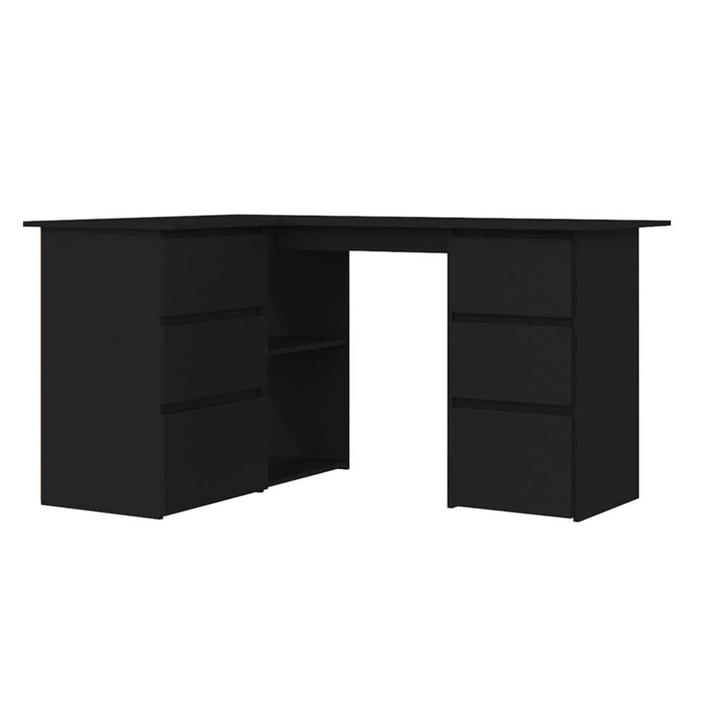 vidaXL Birou de colț, negru, 145x100x76 cm, lemn prelucrat