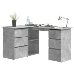vidaXL Birou de colț, gri beton, 145x100x76 cm, lemn prelucrat