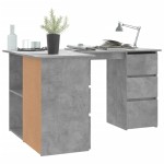 vidaXL Birou de colț, gri beton, 145x100x76 cm, lemn prelucrat