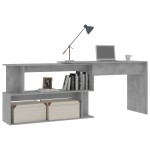vidaXL Birou de colț, gri beton, 200x50x76 cm, lemn prelucrat