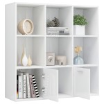 vidaXL Bibliotecă, alb extralucios, 98 x 30 x 98 cm, lemn prelucrat vidaXL Bibliotecă, alb extralucios, 98 x 30 x 98 cm, lemn prelucrat