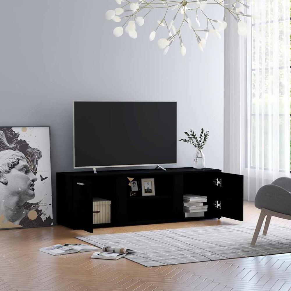 vidaXL Dulap TV, negru, 120 x 34 x 37 cm, lemn prelucrat