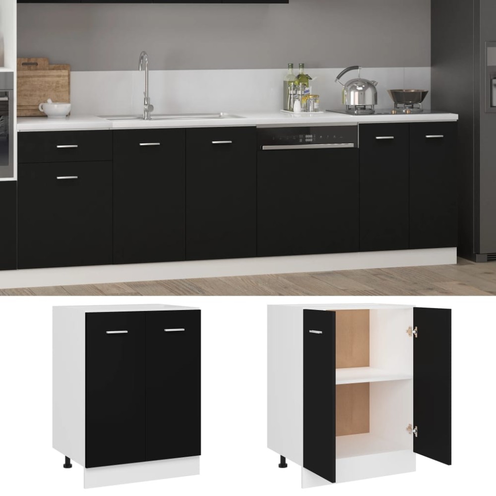 vidaXL Dulap inferior “Lyon”, negru, 60 x 46 x 81,5 cm, lemn prelucrat
