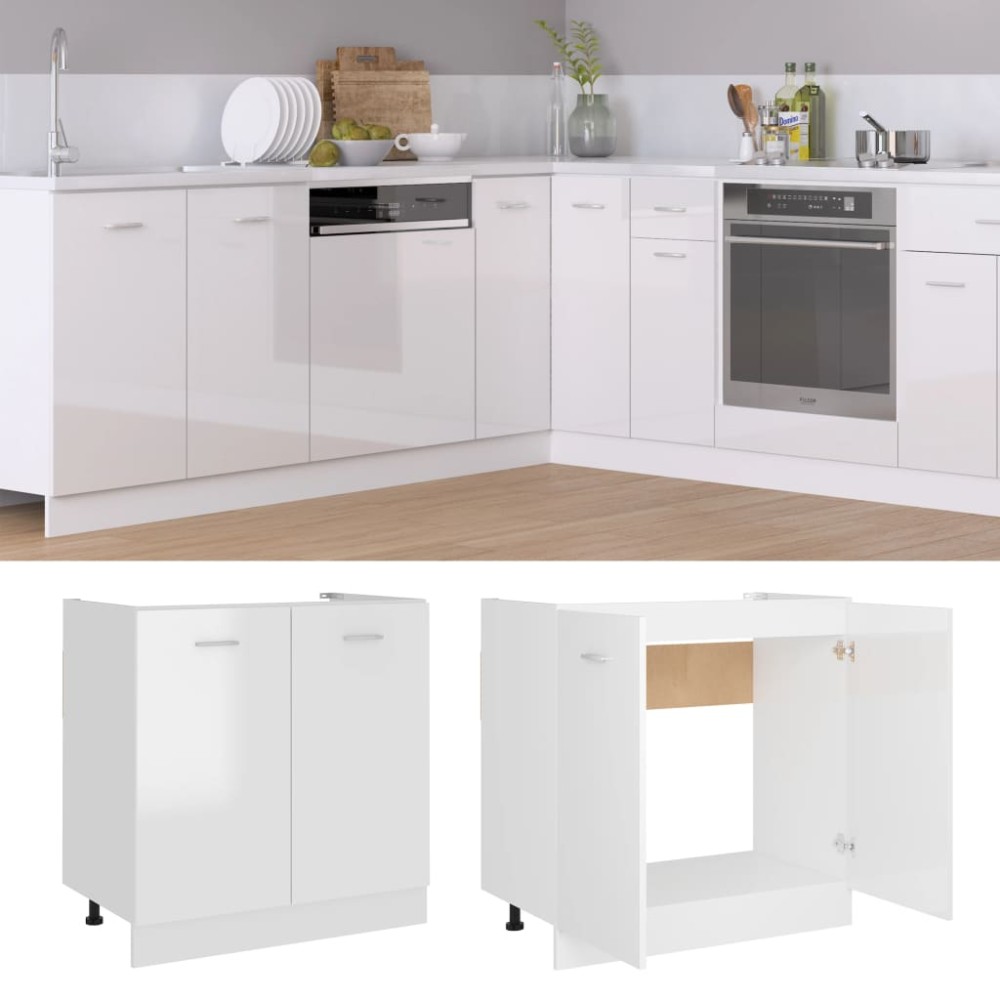 vidaXL Dulap inferior de chiuvetă “Lyon” alb extralucios 80x46x81,5 cm