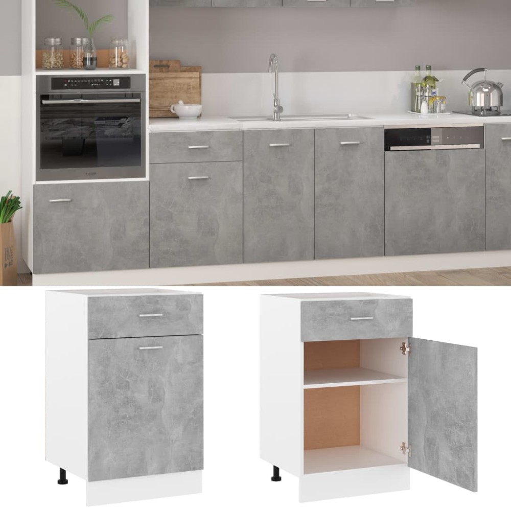 vidaXL Dulap inferior cu sertar “Lyon” gri beton 50x46x81,5 cm