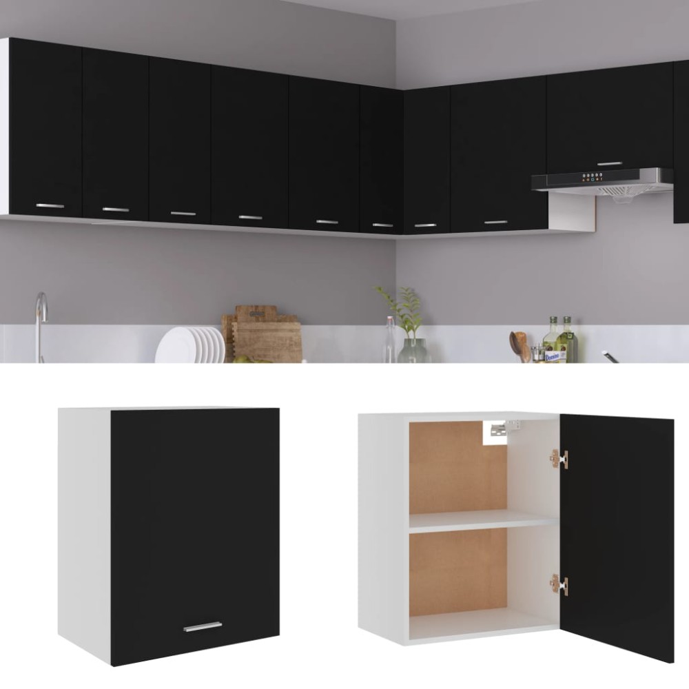 vidaXL Dulap suspendat “Lyon”, negru, 50 x 31 x 60 cm, lemn prelucrat