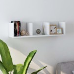 vidaXL Raft de perete pentru CD-uri, alb, 75x18x18 cm, lemn prelucrat