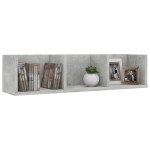vidaXL Raft de perete CD-uri, gri beton, 75x18x18 cm, lemn prelucrat vidaXL Raft de perete CD-uri, gri beton, 75x18x18 cm, lemn prelucrat