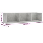 vidaXL Raft de perete CD-uri, gri beton, 75x18x18 cm, lemn prelucrat vidaXL Raft de perete CD-uri, gri beton, 75x18x18 cm, lemn prelucrat