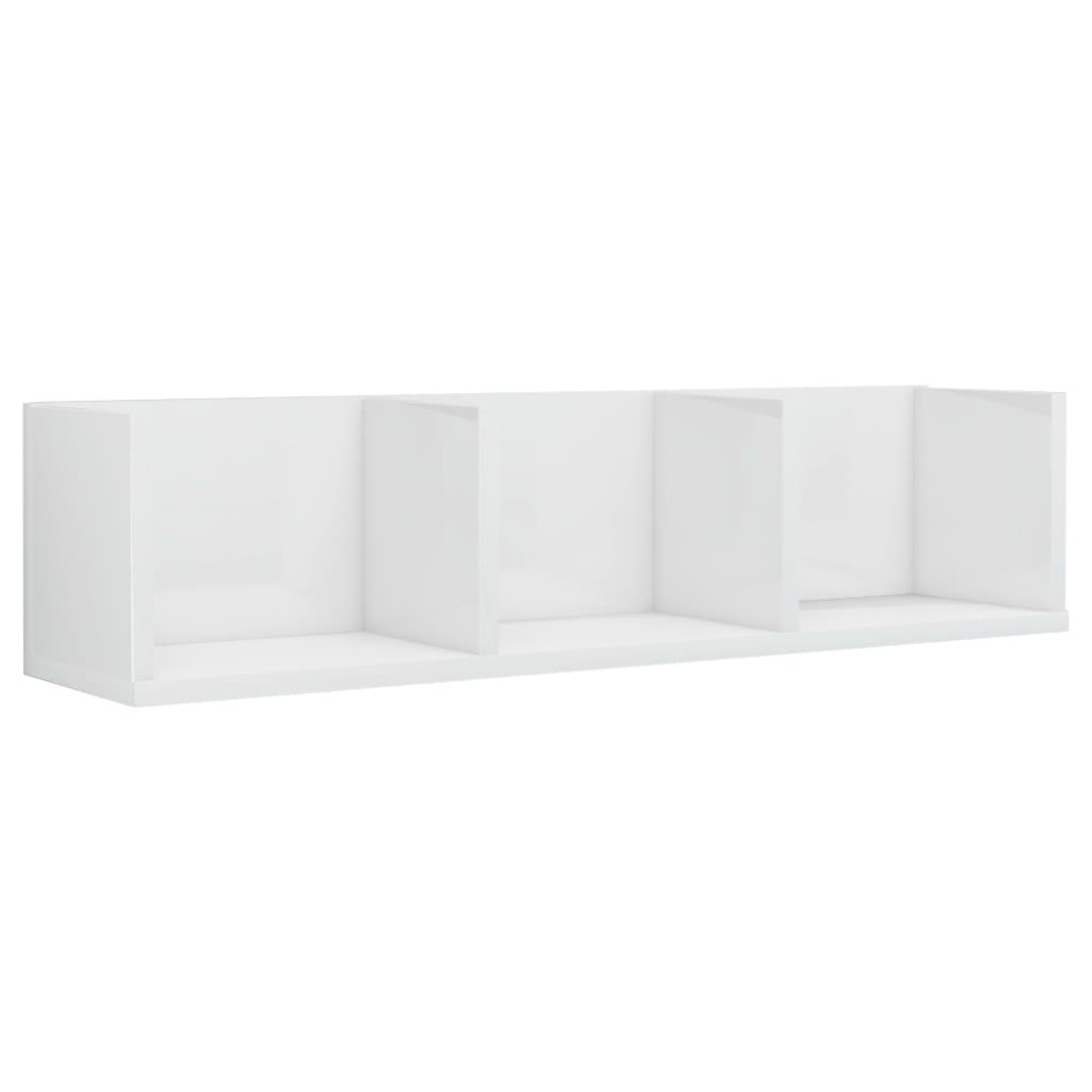 vidaXL Raft de perete CD-uri, alb extralucios, 75 x 18 x 18 cm