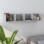 vidaXL Raft de perete CD-uri, gri beton, 100x18x18 cm, lemn prelucrat vidaXL Raft de perete CD-uri, gri beton, 100x18x18 cm, lemn prelucrat