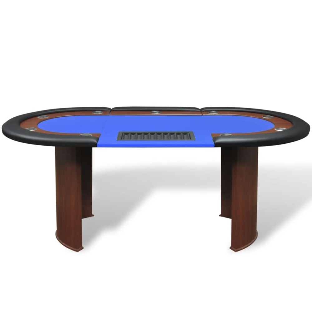 vidaXL Masă Poker 10 persoane, zonă dealer și suport jetoane, albastru