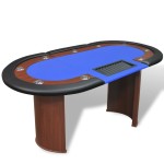 vidaXL Masă Poker 10 persoane, zonă dealer și suport jetoane, albastru vidaXL Masă Poker 10 persoane, zonă dealer și suport jetoane, albastru