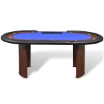 vidaXL Masă Poker 10 persoane, zonă dealer și suport jetoane, albastru vidaXL Masă Poker 10 persoane, zonă dealer și suport jetoane, albastru