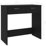 vidaXL Birou, negru, 80x40x75 cm, lemn prelucrat