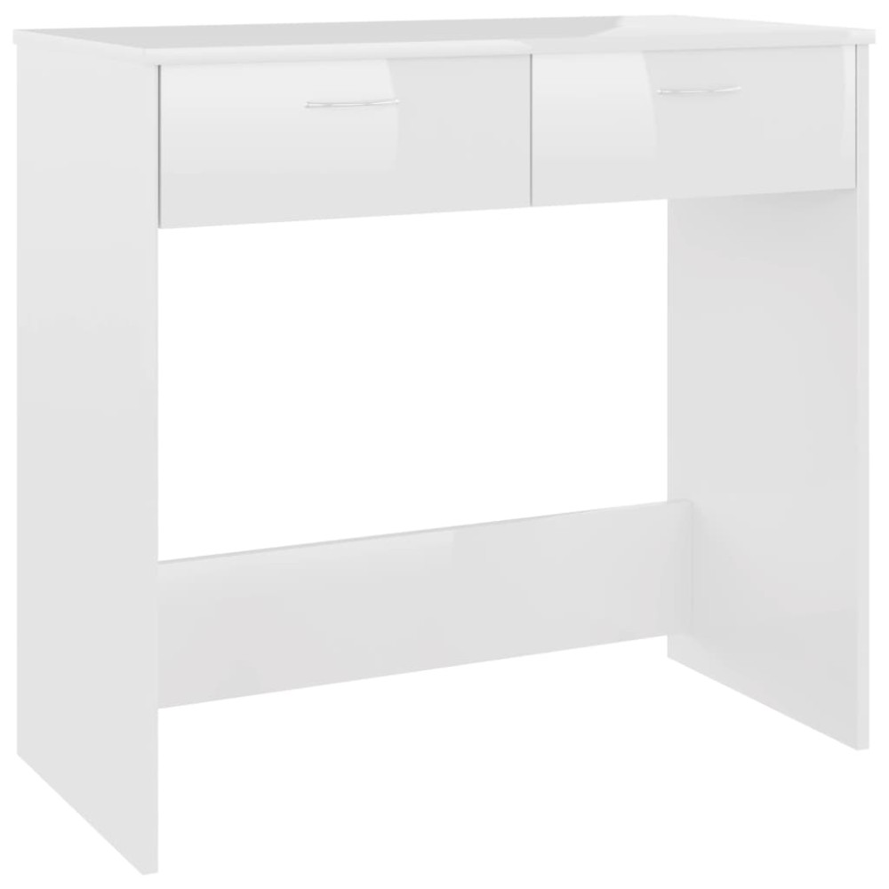vidaXL Birou, alb extralucios, 80 x 40 x 75 cm, lemn prelucrat