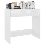 vidaXL Birou, alb extralucios, 80 x 40 x 75 cm, lemn prelucrat