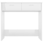 vidaXL Birou, alb extralucios, 80 x 40 x 75 cm, lemn prelucrat
