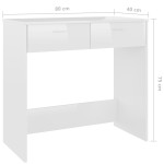 vidaXL Birou, alb extralucios, 80 x 40 x 75 cm, lemn prelucrat