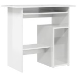 vidaXL Birou, alb extralucios, 80x45x74 cm, lemn prelucrat