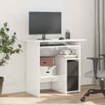 vidaXL Birou, alb extralucios, 80x45x74 cm, lemn prelucrat
