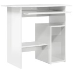 vidaXL Birou, alb extralucios, 80x45x74 cm, lemn prelucrat