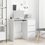 vidaXL Birou, alb, 90x45x76 cm, lemn prelucrat vidaXL Birou, alb, 90x45x76 cm, lemn prelucrat
