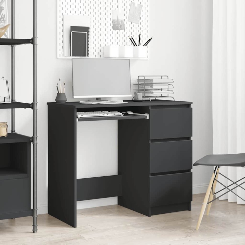 vidaXL Birou, negru, 90x45x76 cm, lemn prelucrat
