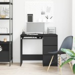 vidaXL Birou, negru, 90x45x76 cm, lemn prelucrat vidaXL Birou, negru, 90x45x76 cm, lemn prelucrat