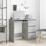 vidaXL Birou, gri beton, 90 x 45 x 76 cm, lemn prelucrat