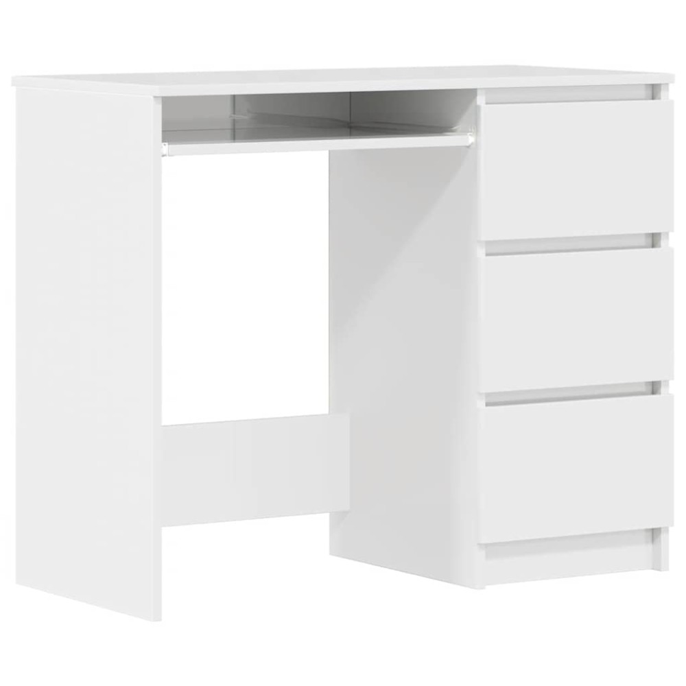 vidaXL Birou, alb extralucios, 90 x 45 x 76 cm, lemn prelucrat