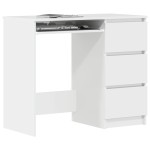 vidaXL Birou, alb extralucios, 90 x 45 x 76 cm, lemn prelucrat