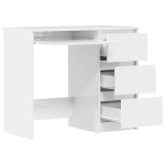 vidaXL Birou, alb extralucios, 90 x 45 x 76 cm, lemn prelucrat
