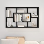 vidaXL Raft de perete, negru, 85x16x52,5 cm, lemn prelucrat