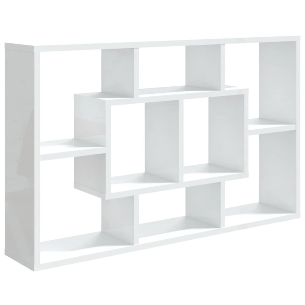 vidaXL Raft de perete, alb extralucios, 85x16x52,5 cm, lemn prelucrat