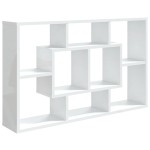 vidaXL Raft de perete, alb extralucios, 85x16x52,5 cm, lemn prelucrat vidaXL Raft de perete, alb extralucios, 85x16x52,5 cm, lemn prelucrat