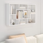 vidaXL Raft de perete, alb extralucios, 85x16x52,5 cm, lemn prelucrat vidaXL Raft de perete, alb extralucios, 85x16x52,5 cm, lemn prelucrat