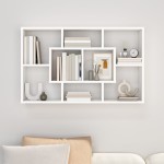 vidaXL Raft de perete, alb extralucios, 85x16x52,5 cm, lemn prelucrat vidaXL Raft de perete, alb extralucios, 85x16x52,5 cm, lemn prelucrat