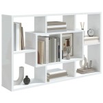 vidaXL Raft de perete, alb extralucios, 85x16x52,5 cm, lemn prelucrat vidaXL Raft de perete, alb extralucios, 85x16x52,5 cm, lemn prelucrat