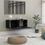 vidaXL Comodă TV, negru, 80 x 30 x 30 cm, lemn prelucrat