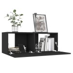 vidaXL Comodă TV, negru, 80 x 30 x 30 cm, lemn prelucrat