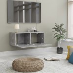 vidaXL Comodă TV, gri beton, 80 x 30 x 30 cm, lemn prelucrat vidaXL Comodă TV, gri beton, 80 x 30 x 30 cm, lemn prelucrat