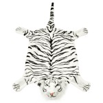 vidaXL Covor cu model tigru 144 cm Pluș Alb vidaXL Covor cu model tigru 144 cm Pluș Alb