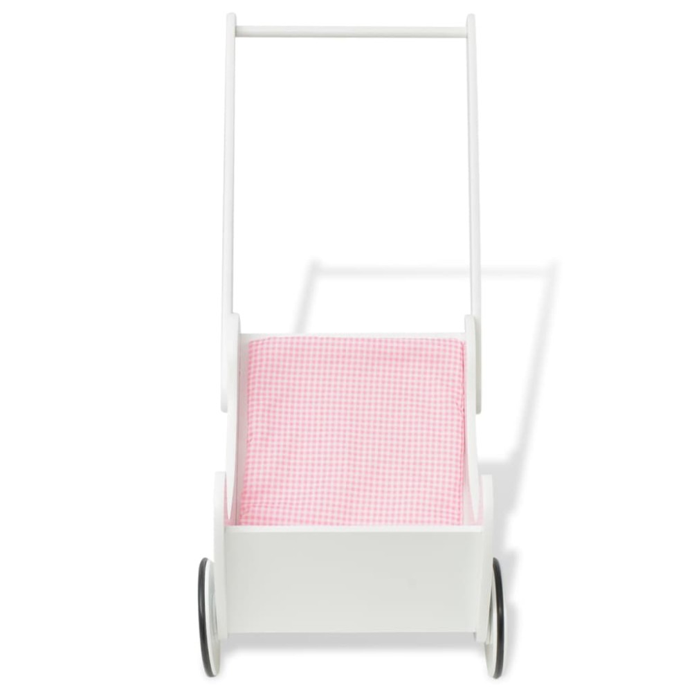vidaXL Cărucior pentru păpuși din lemn 53 x 25,7 x 50 cm, alb
