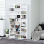 vidaXL Dulap pentru CD-uri, alb, 102x16x177,5 cm, lemn compozit
