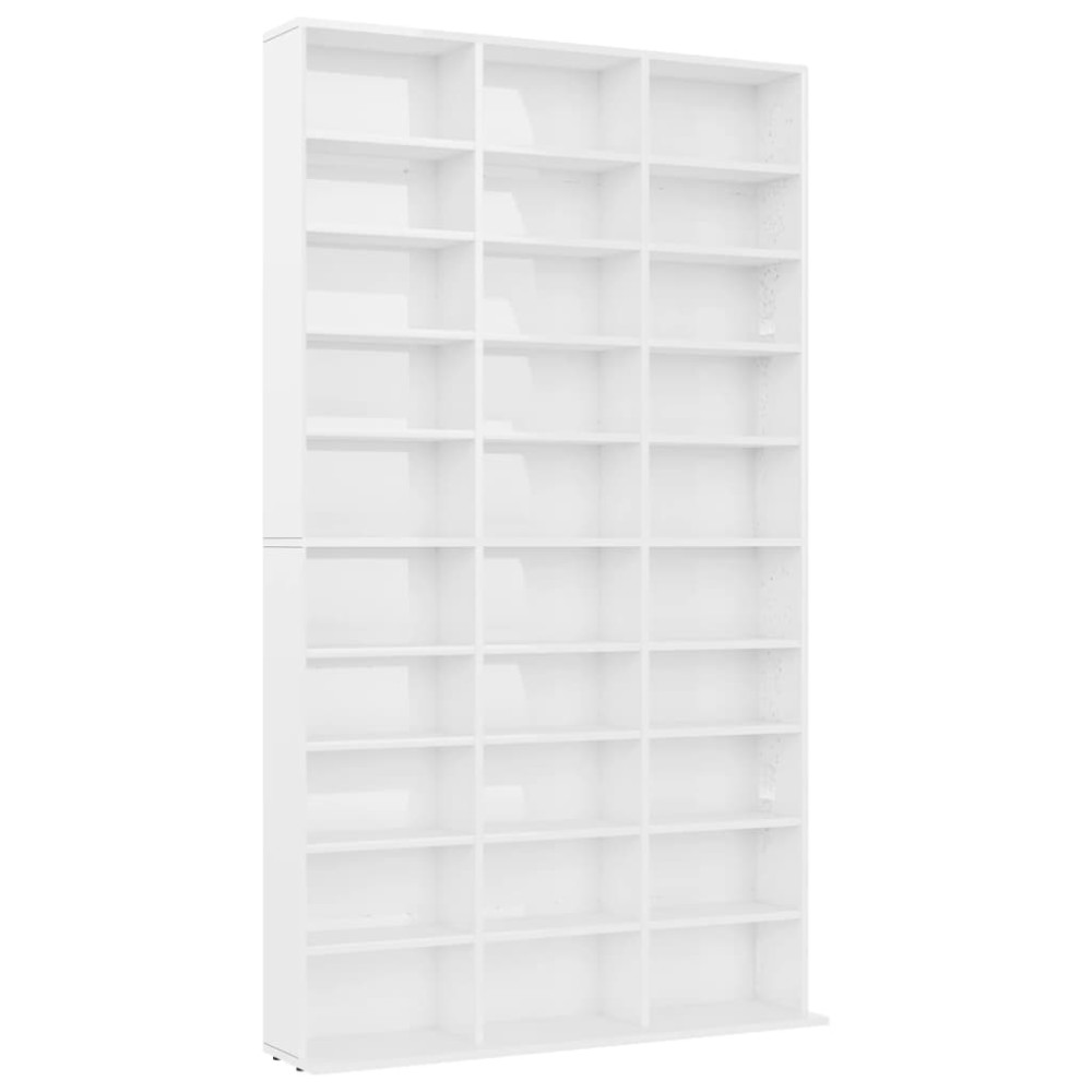 vidaXL Dulap CD-uri, alb extralucios, 102x16x177,5 cm, lemn compozit