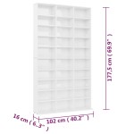 vidaXL Dulap CD-uri, alb extralucios, 102x16x177,5 cm, lemn compozit