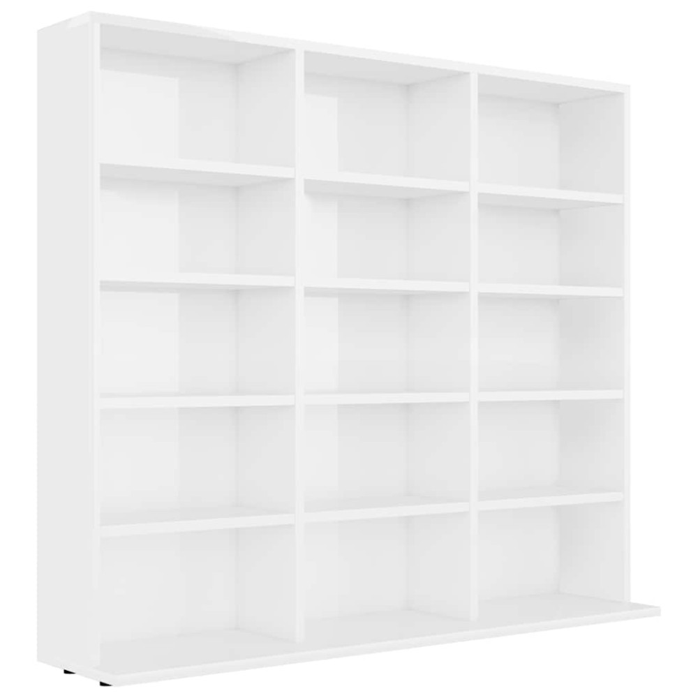 vidaXL Dulap de CD-uri alb extralucios, 100x23x89,5 cm, lemn prelucrat