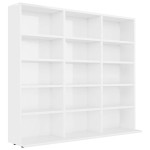 vidaXL Dulap de CD-uri alb extralucios, 100x23x89,5 cm, lemn prelucrat